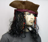 accessories: buccaneer hat with wig and beads
