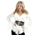PIRATE COSTUME: DOUBLE RUFFLED BLOUSE WHITE