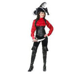 PIRATE COSTUME: SATIN PIRATE BLOUSE RED