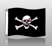 PIRATE FLAG: 3x5 RED EYE ROGER DESIGN