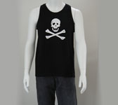 tank top: jolly roger design.