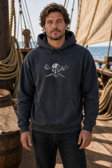 Slash Beard Charcoal Pirate Hoodie model image