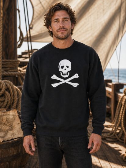 Jolly Roger Pirate Sweatshirt model lifestyle image 1